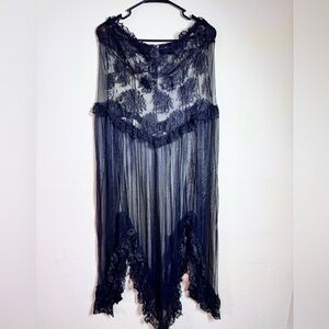 Vintage Andrea Kristoff for Escante Sheer Lingerie Strapless Lace Black 2XL Goth